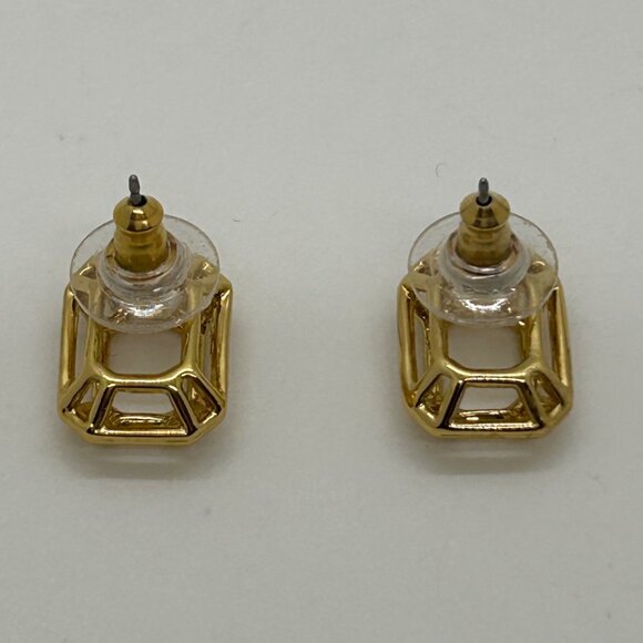Kate Spade Freeze Frame Earrings Gold Geometric StudsRectangle Modern Minimalist - Picture 11 of 11